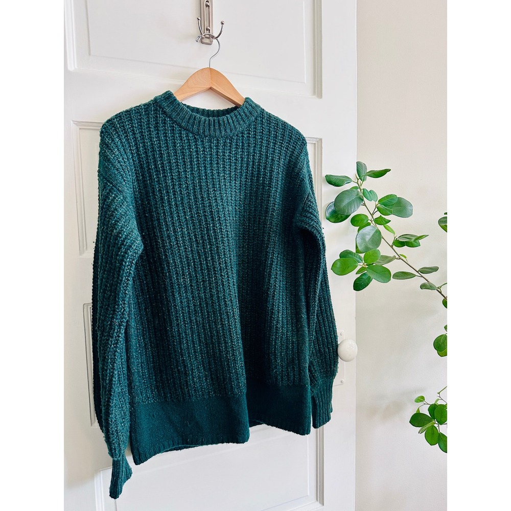 Rebecca Taylor Womens Forest Green Wool Cashmere Shaker Knit Sweater XS